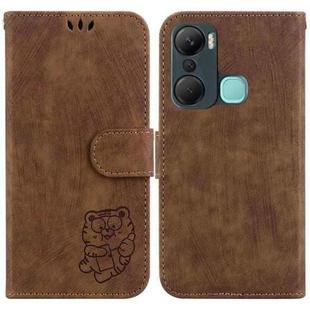 For Infinix Hot 12 Pro Little Tiger Embossed Leather Phone Case(Brown)