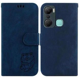 For Infinix Hot 12 Pro Little Tiger Embossed Leather Phone Case(Dark Blue)
