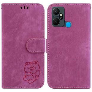 For Infinix Smart 6 Plus Little Tiger Embossed Leather Phone Case(Rose Red)
