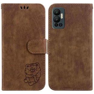 For Infinix Hot 12 Little Tiger Embossed Leather Phone Case(Brown)