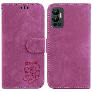 For Infinix Hot 12 Little Tiger Embossed Leather Phone Case(Rose Red)