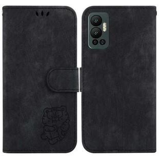 For Infinix Hot 12 Little Tiger Embossed Leather Phone Case(Black)