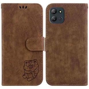For Infinix Hot 11 2022 Little Tiger Embossed Leather Phone Case(Brown)