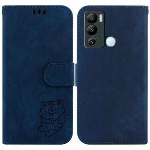 For Infinix Hot 12i Little Tiger Embossed Leather Phone Case(Dark Blue)