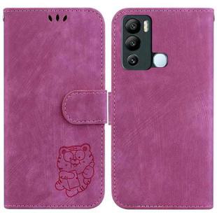 For Infinix Hot 12i Little Tiger Embossed Leather Phone Case(Rose Red)