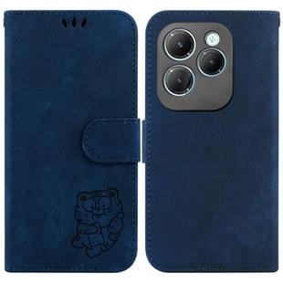 For Infinix Hot 40 / 40 Pro Little Tiger Embossed Leather Phone Case(Dark Blue)