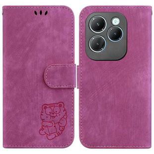 For Infinix Hot 40 / 40 Pro Little Tiger Embossed Leather Phone Case(Rose Red)