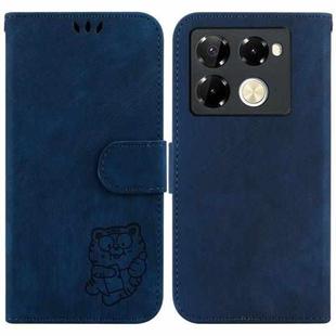 For Infinix Note 40 Pro 4G / 5G Little Tiger Embossed Leather Phone Case(Dark Blue)