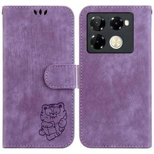 For Infinix Note 40 Pro+ Little Tiger Embossed Leather Phone Case(Purple)