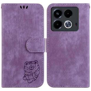 For Infinix Note 40 4G Little Tiger Embossed Leather Phone Case(Purple)