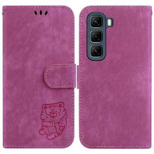 For Infinix Hot 50 4G Little Tiger Embossed Leather Phone Case(Rose Red)