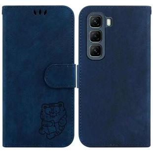 For Infinix Hot 50 5G Little Tiger Embossed Leather Phone Case(Dark Blue)