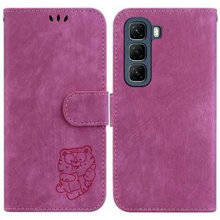 For Infinix Hot 50 5G Little Tiger Embossed Leather Phone Case(Rose Red)