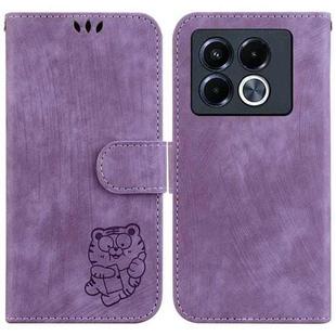 For Infinix Note 40 5G Little Tiger Embossed Leather Phone Case(Purple)