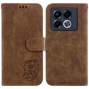 For Infinix Note 40 5G Little Tiger Embossed Leather Phone Case(Brown)