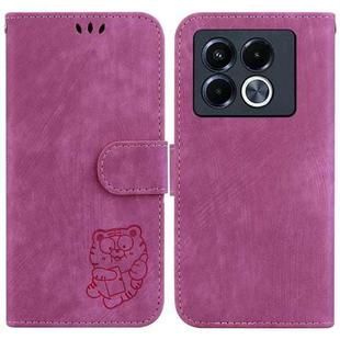 For Infinix Note 40 5G Little Tiger Embossed Leather Phone Case(Rose Red)