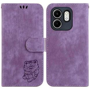 For Infinix Hot 50i / Smart 9 Little Tiger Embossed Leather Phone Case(Purple)