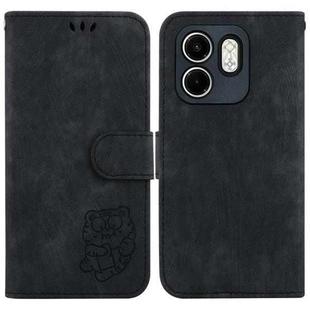 For Infinix Hot 50i / Smart 9 Little Tiger Embossed Leather Phone Case(Black)