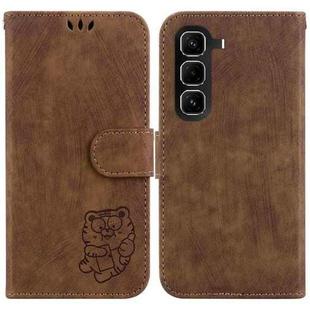 For Infinix Hot 50 Pro 4G Little Tiger Embossed Leather Phone Case(Brown)