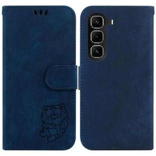 For Infinix Hot 50 Pro 4G Little Tiger Embossed Leather Phone Case(Dark Blue)