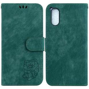 For Sony Xperia 5 V Little Tiger Embossed Leather Phone Case(Green)