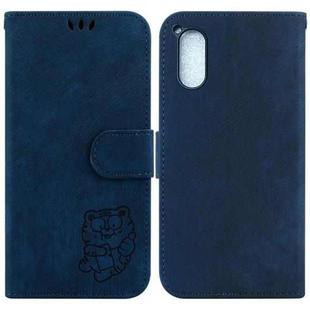For Sony Xperia 5 V Little Tiger Embossed Leather Phone Case(Dark Blue)