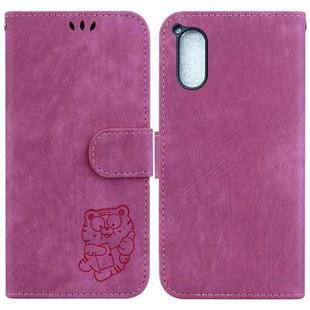 For Sony Xperia 5 V Little Tiger Embossed Leather Phone Case(Rose Red)