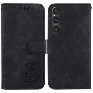 For Sony Xperia 1 V Little Tiger Embossed Leather Phone Case(Black)