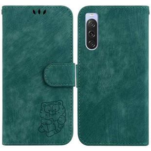For Sony Xperia 10 V Little Tiger Embossed Leather Phone Case(Green)