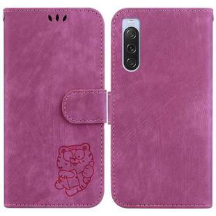 For Sony Xperia 10 V Little Tiger Embossed Leather Phone Case(Rose Red)