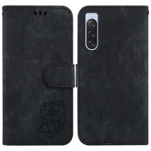 For Sony Xperia 10 V Little Tiger Embossed Leather Phone Case(Black)