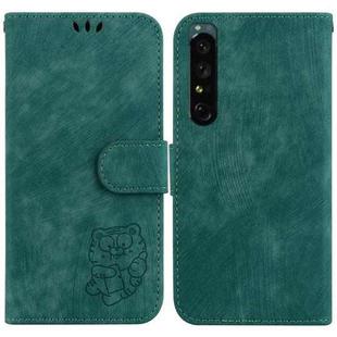 For Sony Xperia 1 IV Little Tiger Embossed Leather Phone Case(Green)
