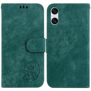 For Sony Xperia 10 VI Little Tiger Embossed Leather Phone Case(Green)