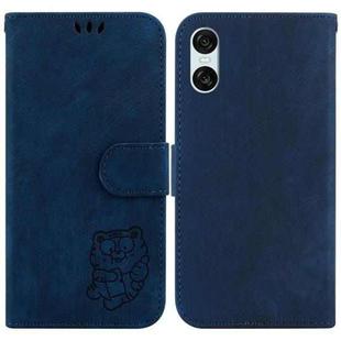 For Sony Xperia 10 VI Little Tiger Embossed Leather Phone Case(Dark Blue)