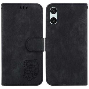 For Sony Xperia 10 VI Little Tiger Embossed Leather Phone Case(Black)