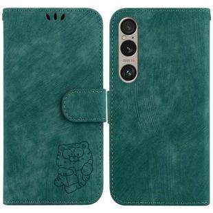 For Sony Xperia 1 VI Little Tiger Embossed Leather Phone Case(Green)