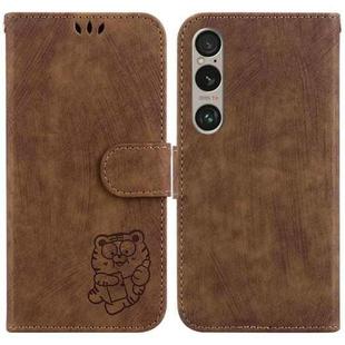 For Sony Xperia 1 VI Little Tiger Embossed Leather Phone Case(Brown)