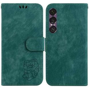 For Sony Xperia 1 VII Little Tiger Embossed Leather Phone Case(Green)