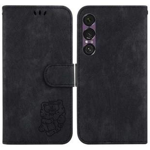 For Sony Xperia 1 VII Little Tiger Embossed Leather Phone Case(Black)