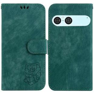 For Sony Xperia 10 VII Little Tiger Embossed Leather Phone Case(Green)