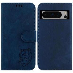 For Google Pixel 8 Pro Little Tiger Embossed Leather Phone Case(Dark Blue)