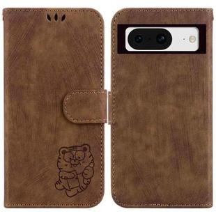 For Google Pixel 8 Little Tiger Embossed Leather Phone Case(Brown)