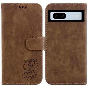 For Google Pixel 7a Little Tiger Embossed Leather Phone Case(Brown)