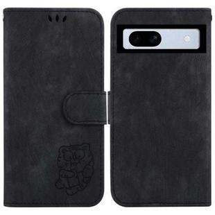 For Google Pixel 7a Little Tiger Embossed Leather Phone Case(Black)