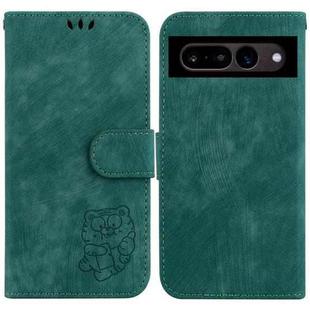 For Google Pixel 7 Pro Little Tiger Embossed Leather Phone Case(Green)