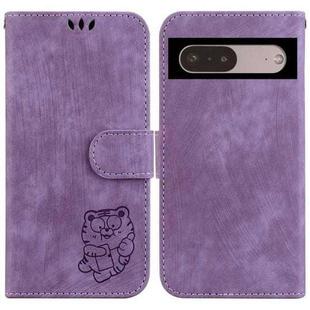 For Google Pixel 7 Little Tiger Embossed Leather Phone Case(Purple)