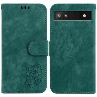 For Google Pixel 6a Little Tiger Embossed Leather Phone Case(Green)