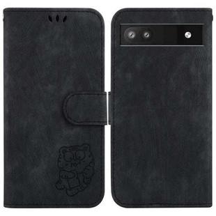 For Google Pixel 6a Little Tiger Embossed Leather Phone Case(Black)