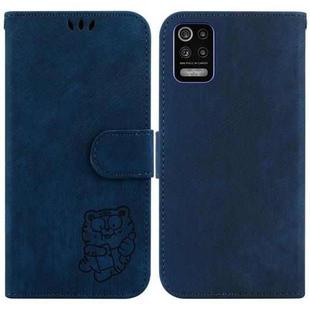 For LG K52 / K62 / Q52 Little Tiger Embossed Leather Phone Case(Dark Blue)