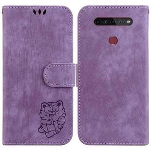 For LG K41S / K51S Little Tiger Embossed Leather Phone Case(Purple)